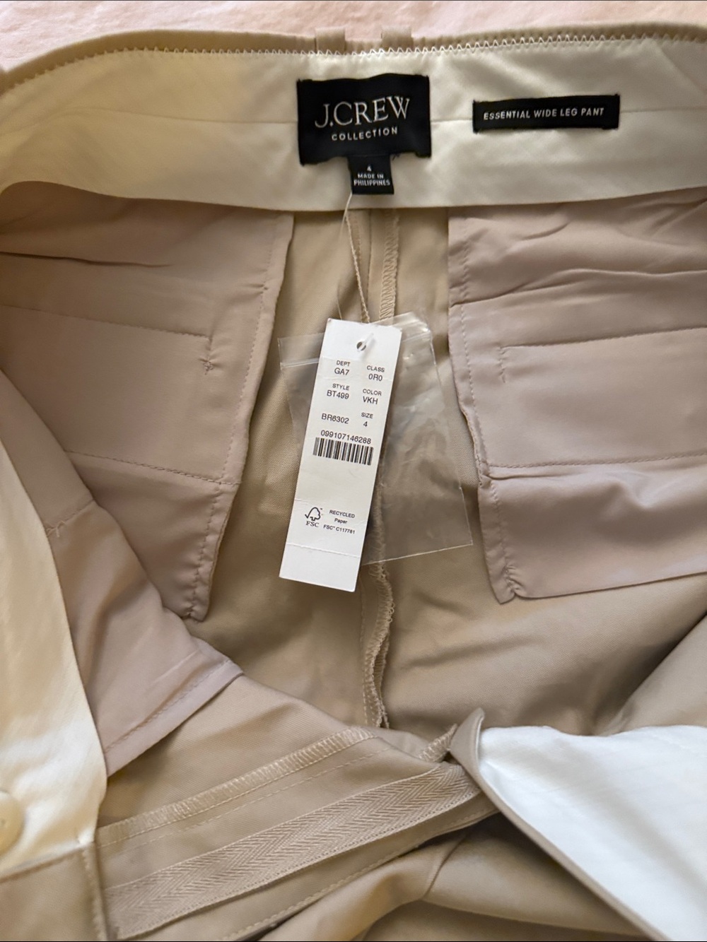 J.Crew Collection NWT Light Beige Essential Wide Leg Pant size 4